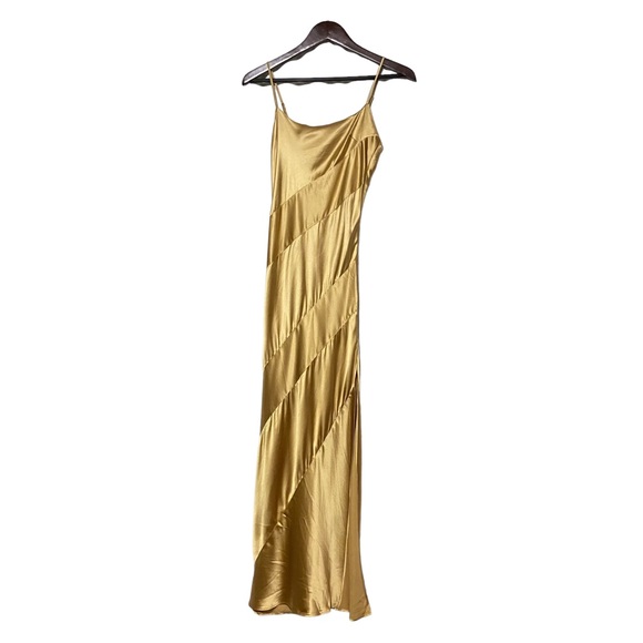Vintage Victoria’s Secret Pure Silk Champagne Gold Rare Metallic Maxi Slip Dress - Picture 3 of 16
